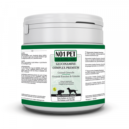 Produktbild von NO1PET Glucosamine Complex Premium – natürliches Ergänzungsfuttermittel zur Unterstützung von Gelenken bei Hund und Katze