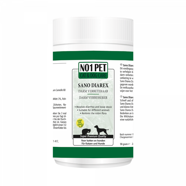 Produktbild von NO1PET Sano Diarex – natürliches Ergänzungsfuttermittel für Hunde und Katzen zur Unterstützung der Verdauung