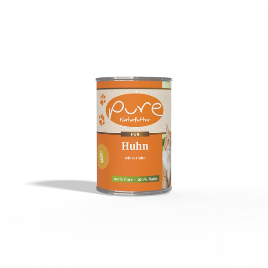 Produktbild PURE Katzenmenü PUR-Fleischdose Huhn – getreidefreies, BARF-geeignetes Nassfutter mit 68 % Hühnerfleisch für Katzen aller Rassen