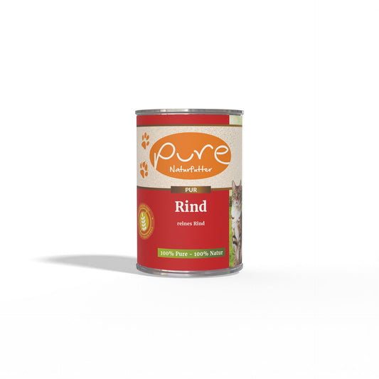 Produktbild PURE Katzenmenü PUR-Fleischdose Rind – getreidefreies, BARF-geeignetes Nassfutter mit 68 % Rindfleisch für Katzen aller Rassen