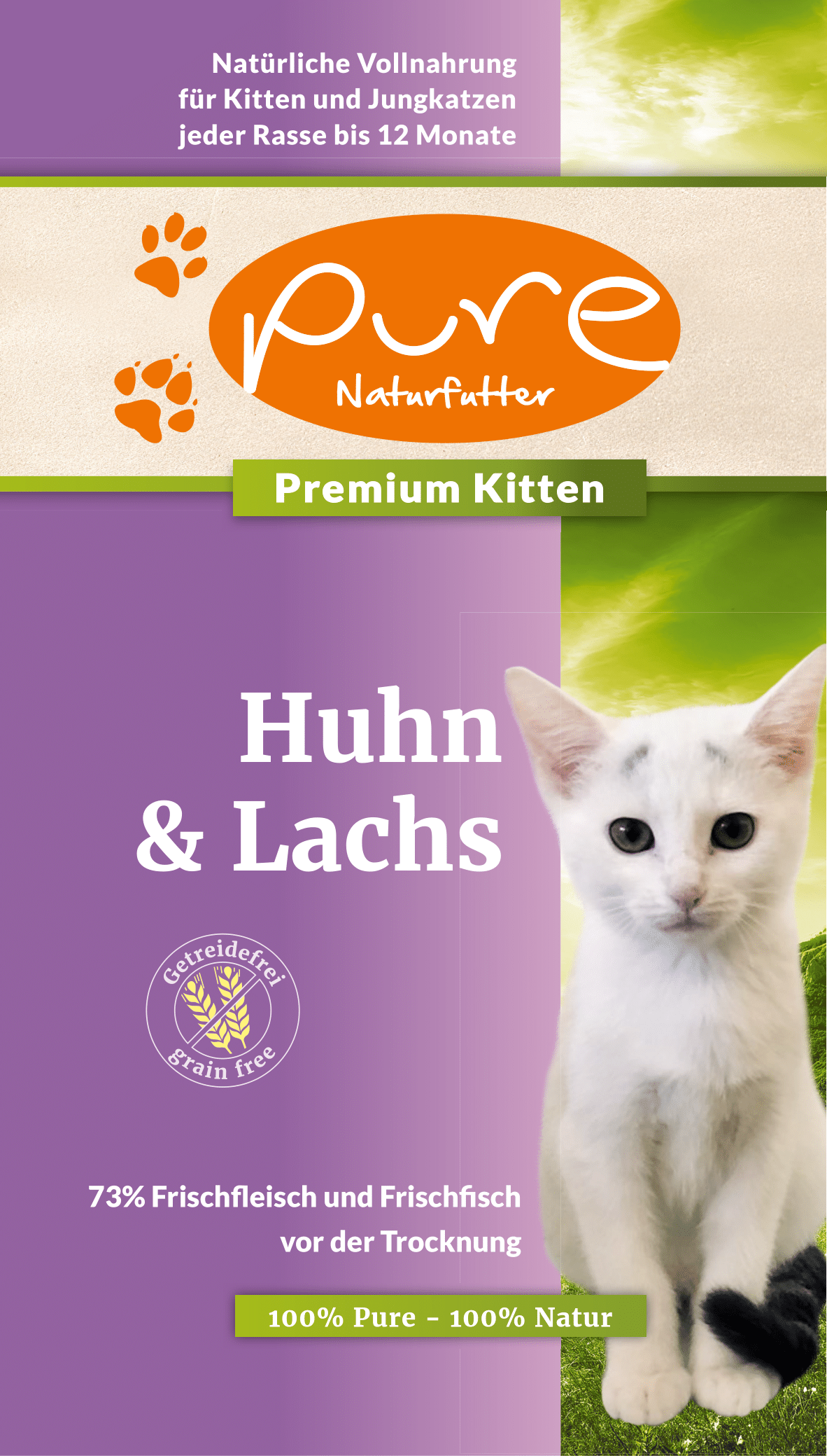 Produktbild PURE Premium Cat Kitten Single-Protein Huhn & Lachs – getreidefreies Trockenfutter für Kitten und Jungkatzen bis 12 Monate