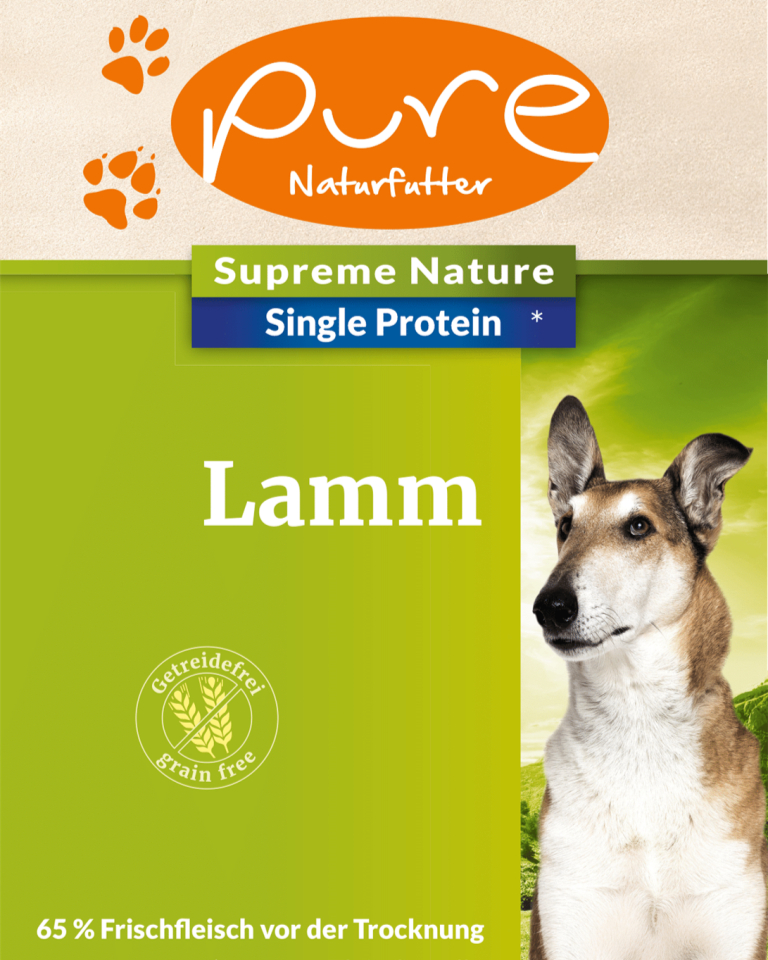 Produktbild PURE Supreme Nature Dog Lamm – Single-Protein Hundefutter, getreidefrei, mit 65 % Frischlamm & natürlichen Zutaten