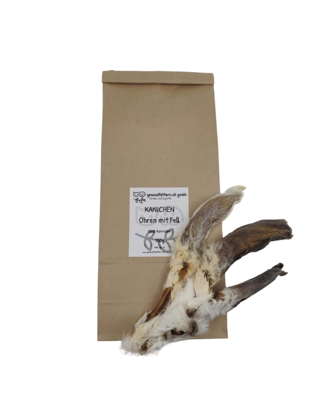 Hasenohren mit Fell 100g – natürliche, gesunde Leckerlis für Hunde, ideal für Kauspaß und Zahnpflege.
