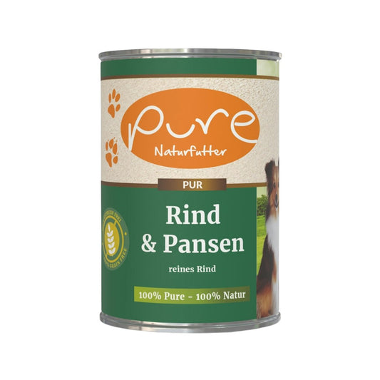 Hundemenü Rind mit Pansen – ausgewogenes und hochwertiges Hundefutter mit Rind und Pansen, ideal für eine gesunde und schmackhafte Ernährung.