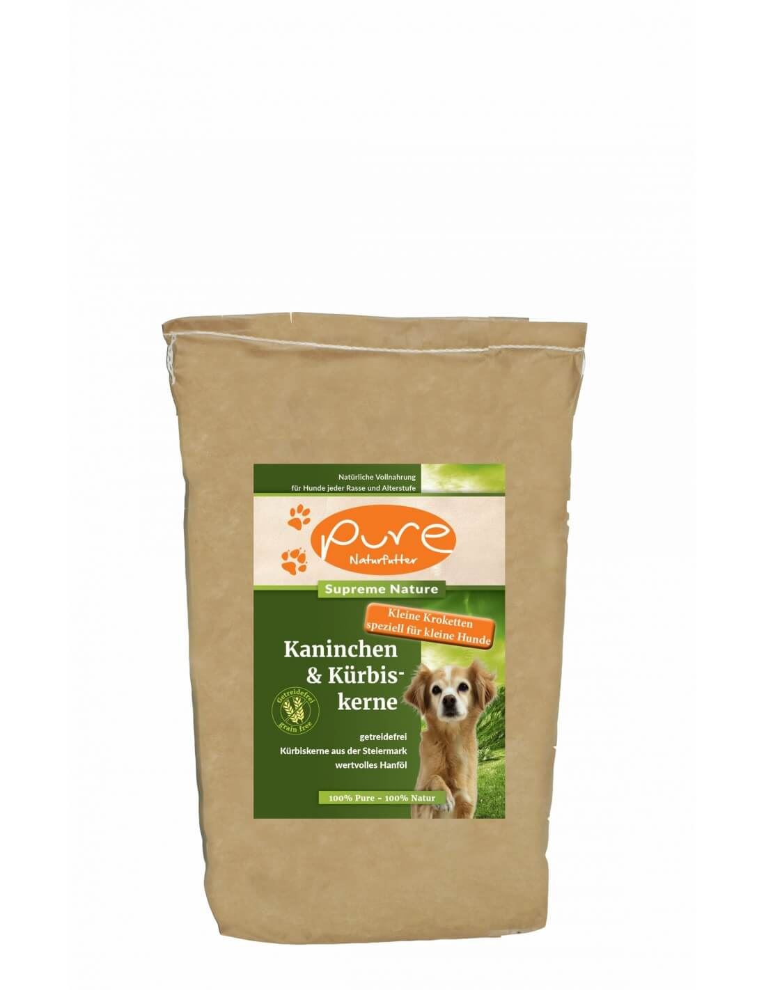 Pure Supreme für kleine Hunderassen – Kaninchen und Kürbiskerne 4 kg, Single-Protein, getreidefreies Hundefutter für eine gesunde Ernährung.