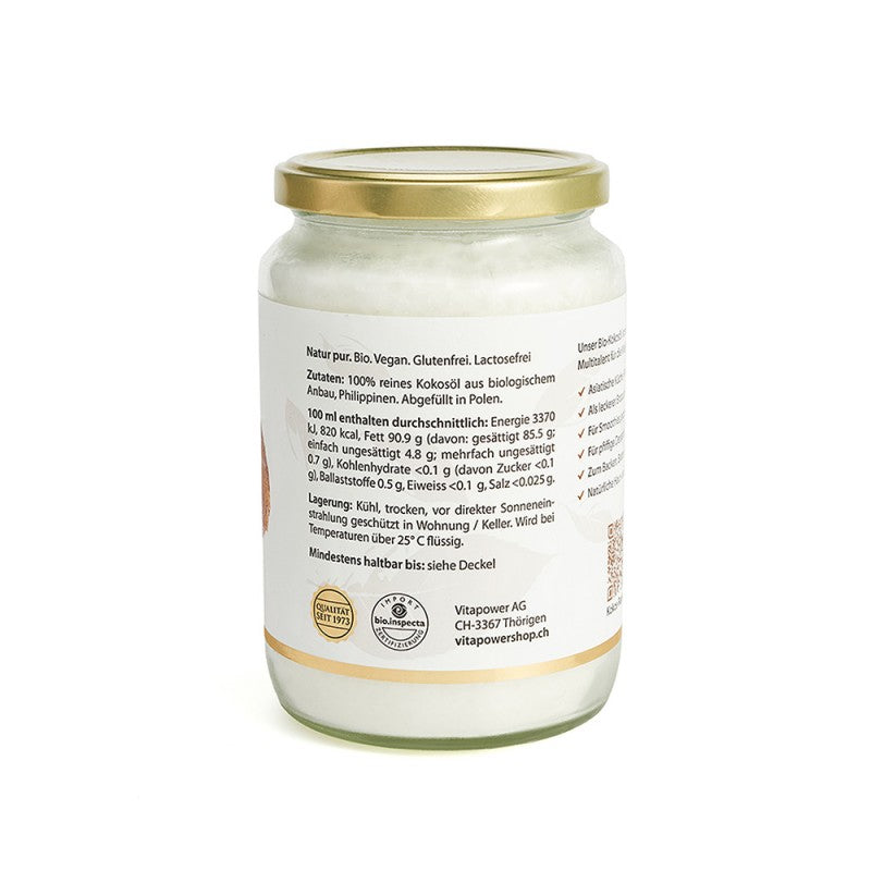 Bio Kokosöl, kaltgepresst, in Premium-Qualität, Zutaten, Lagerung, Inhaltsstoffe