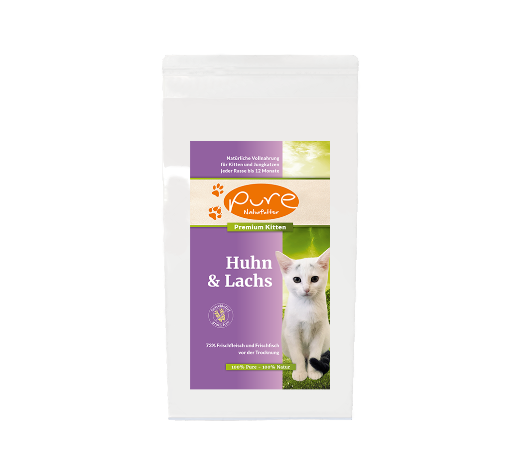 Premium Kitten Single-Protein Huhn und Lachs 1,5kg – getreidefreies Kittenfutter mit hochwertigem Huhn und Lachs, ideal für die gesunde Entwicklung von Kätzchen.