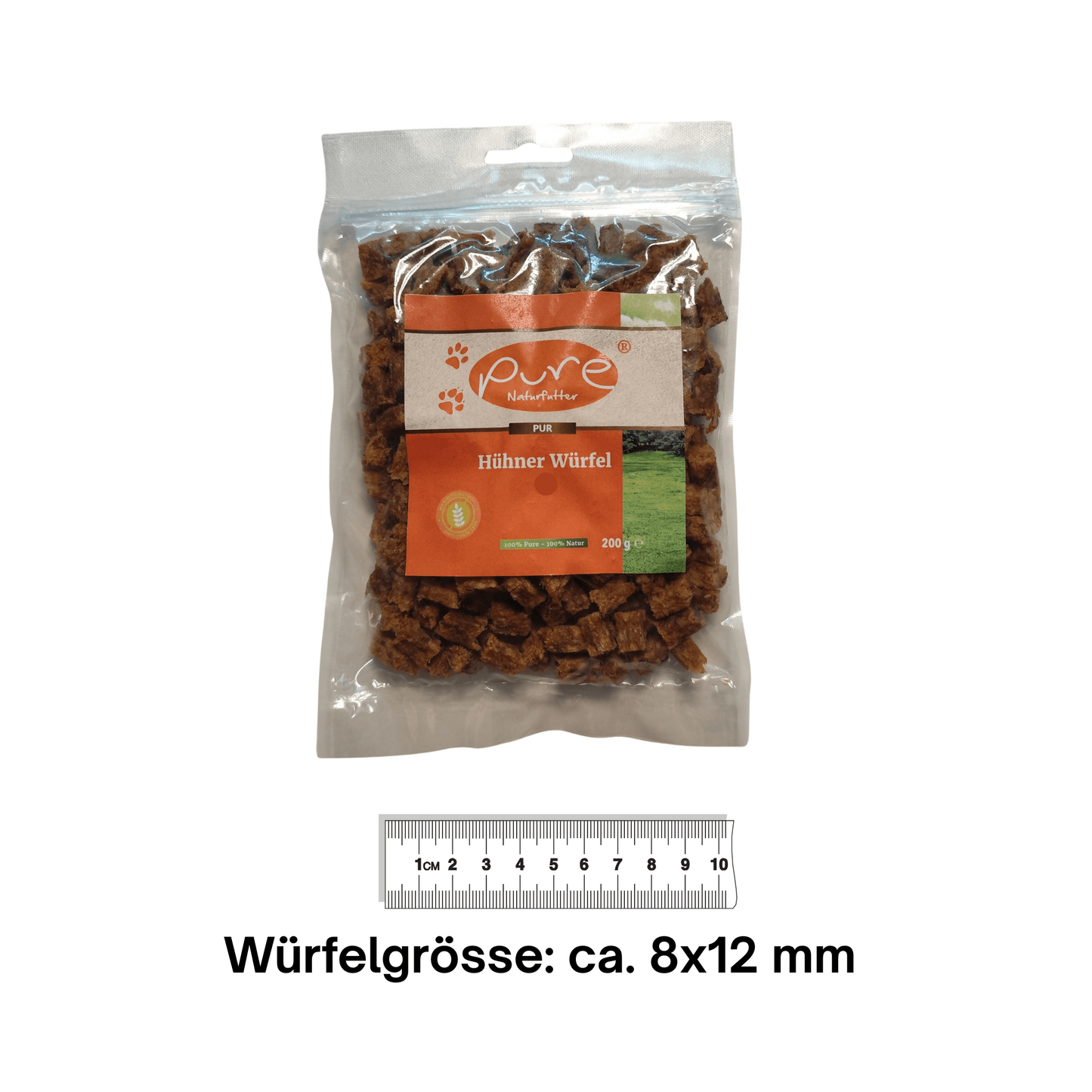 Pure Naturfutter Hühner Würfel Mini 200 g – Hundesnacks aus 100 % Huhn, ideal für Training und Belohnung, getreidefrei und ohne künstliche Zusätze.
