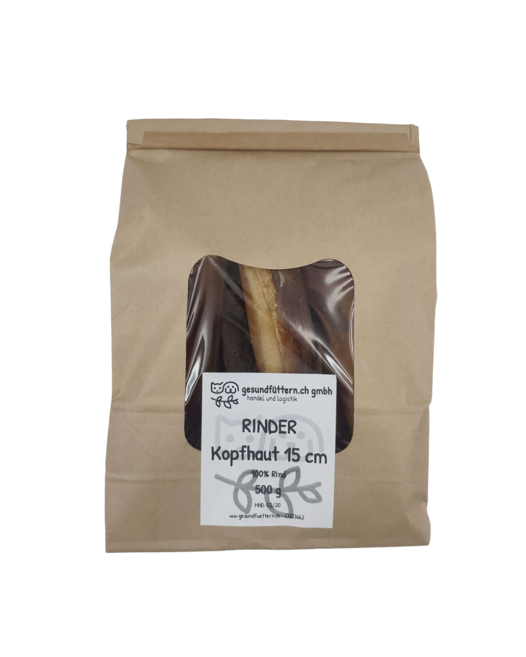 Rinderkopfhaut 500g 15cm extra hart – langanhaltende, proteinreiche Kauartikel für Hunde, ideal für intensiven Kauspaß und Zahnpflege.