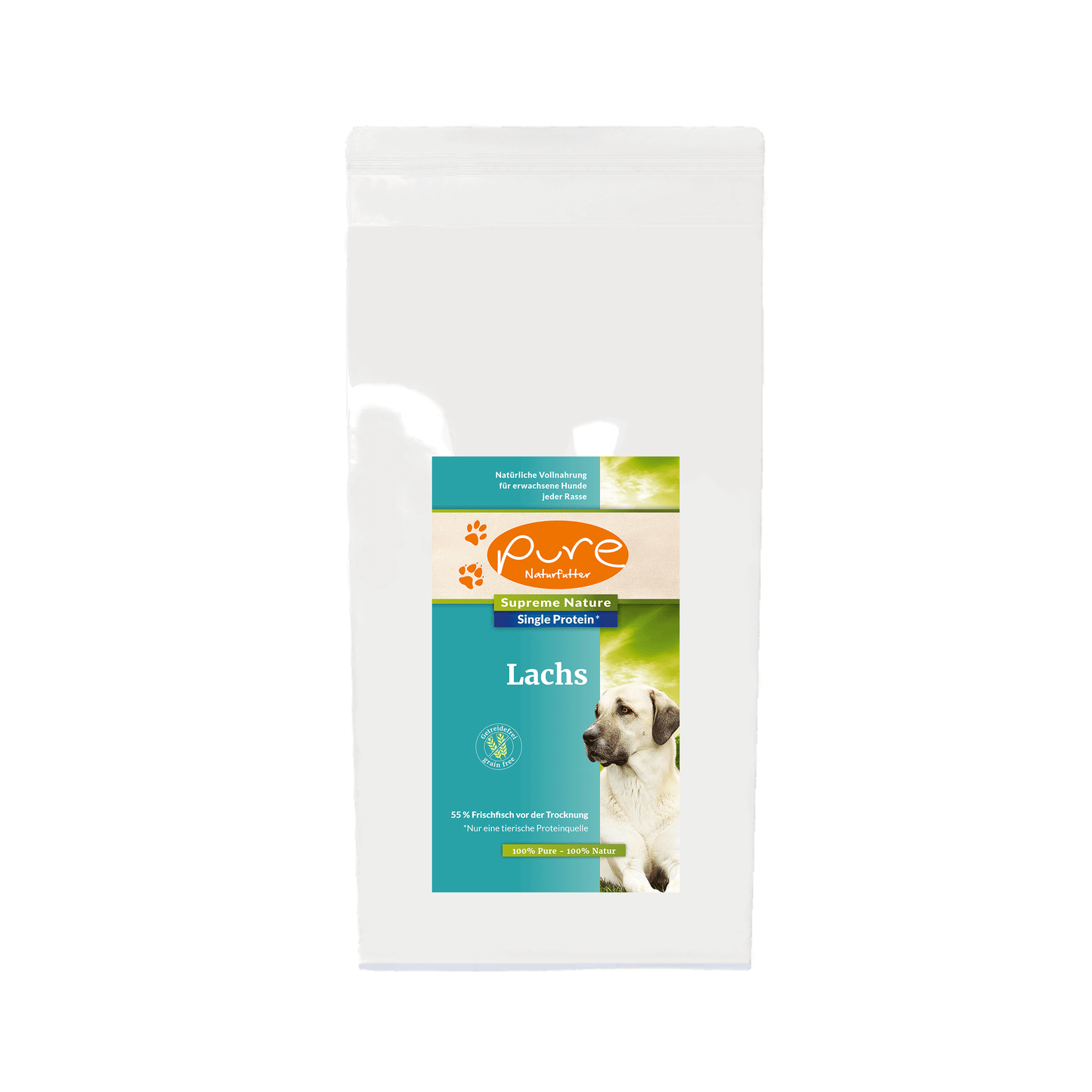Pure Supreme Nature Dog Single-Protein Lachs 10kg – getreidefreies Hundefutter mit hochwertigem Lachs, ideal für eine gesunde Ernährung und glänzendes Fell bei Hunden.