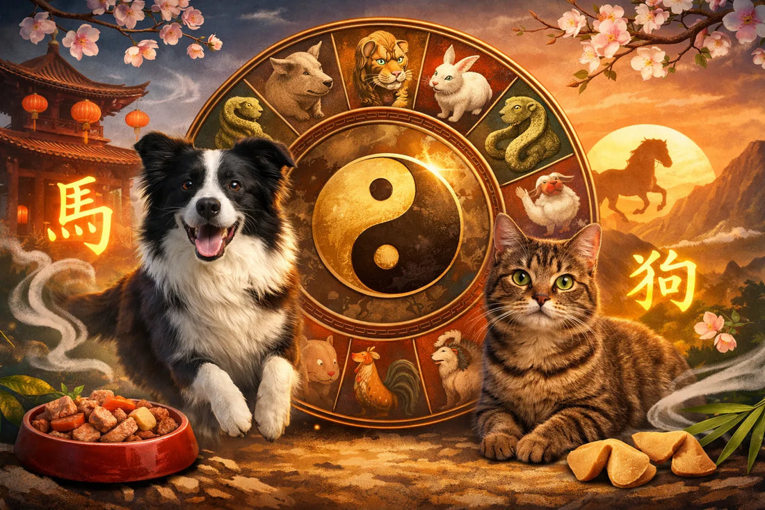 Chinesische Astrologie für Haustiere mit Hund und Katze vor Tierkreiszeichen – Zusammenhang zwischen Verhalten und Ernährung
