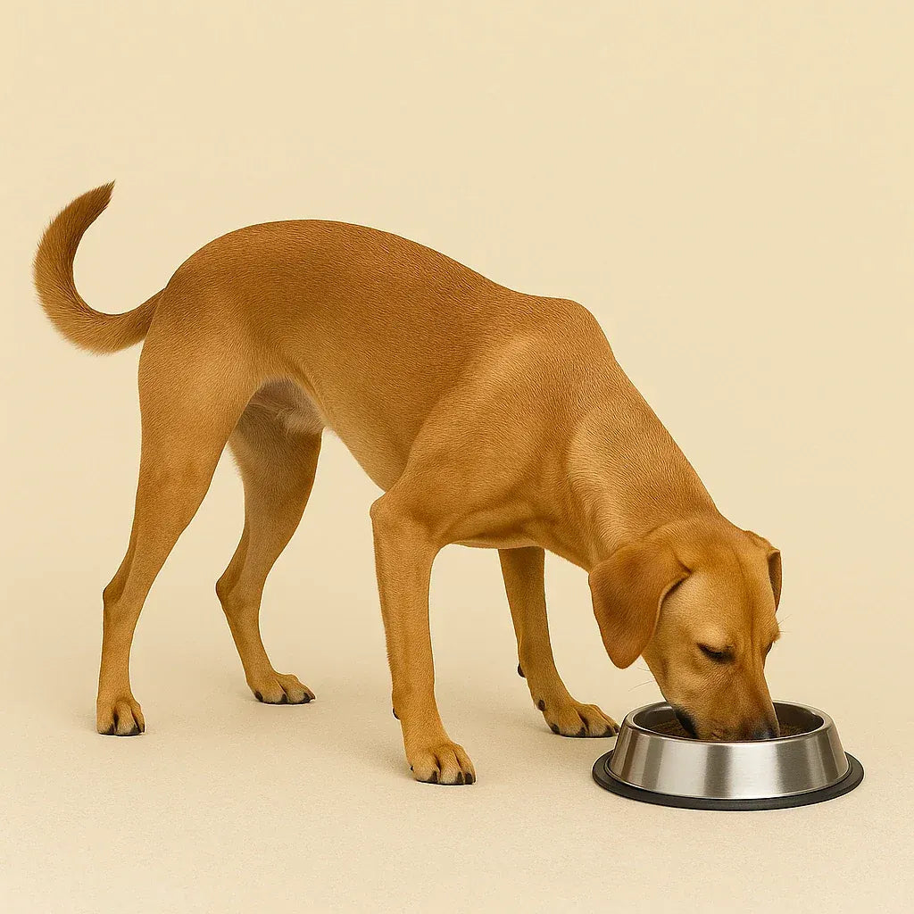 Hund frisst aus Futternapf – Bestseller Hundefutter PURE Naturfutter Schweiz