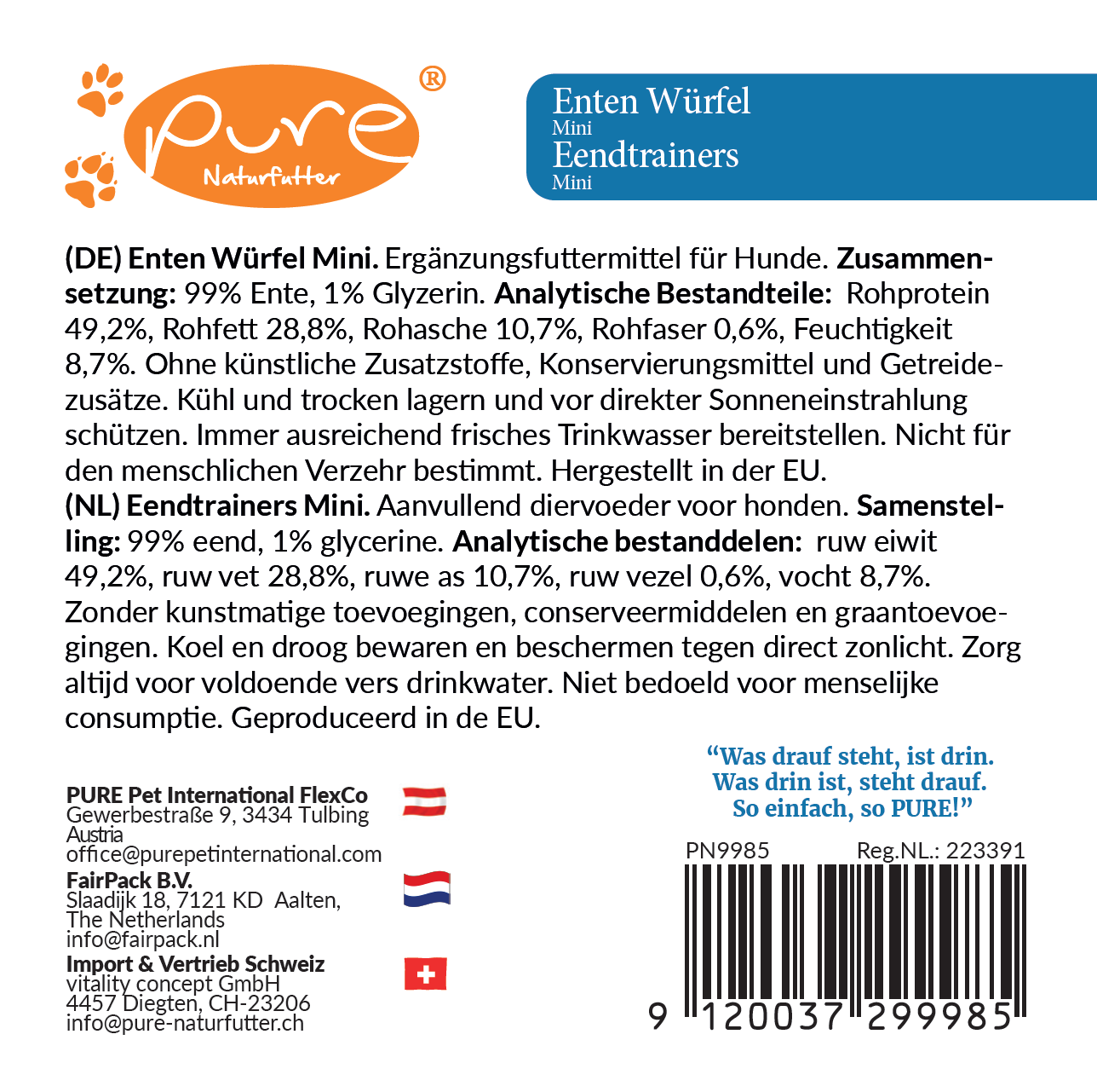 Enten Würfel mini – Der natürliche Hundesnack mit Ente (200g)