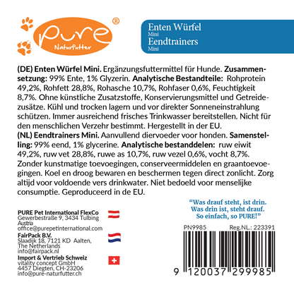 Enten Würfel mini – Der natürliche Hundesnack mit Ente (200g)
