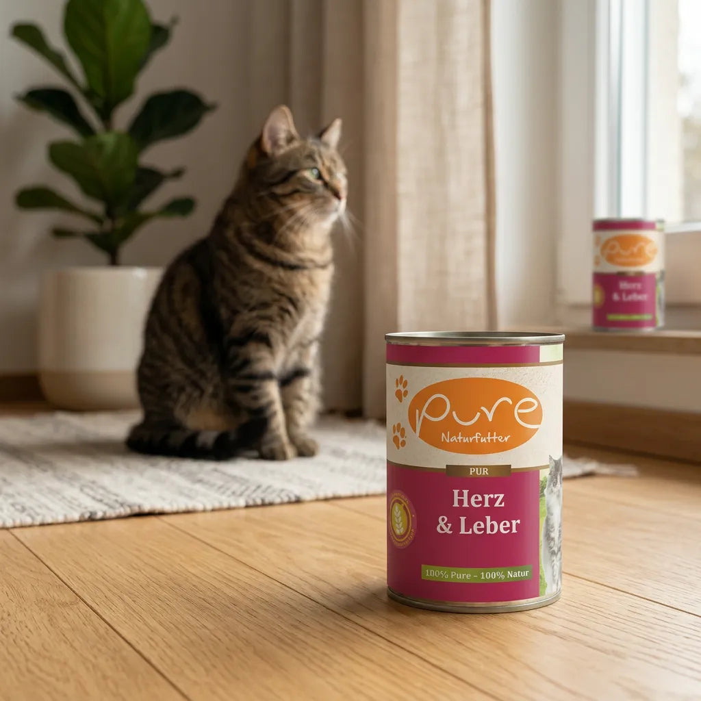 PURE Katzenmenü Herz & Leber – getreidefreies Nassfutter mit Rind & Huhn