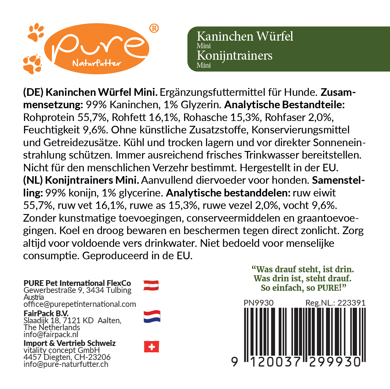 Kaninchen Würfel Mini – Hundesnack mit 99 % Kaninchenfleisch, getreidefrei, 200 g, ohne künstliche Zusätze