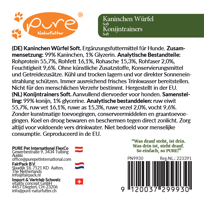 Kaninchen Würfel Soft – Hundesnack mit 99 % Kaninchenfleisch, getreidefrei, 200 g, ohne künstliche Zusätze