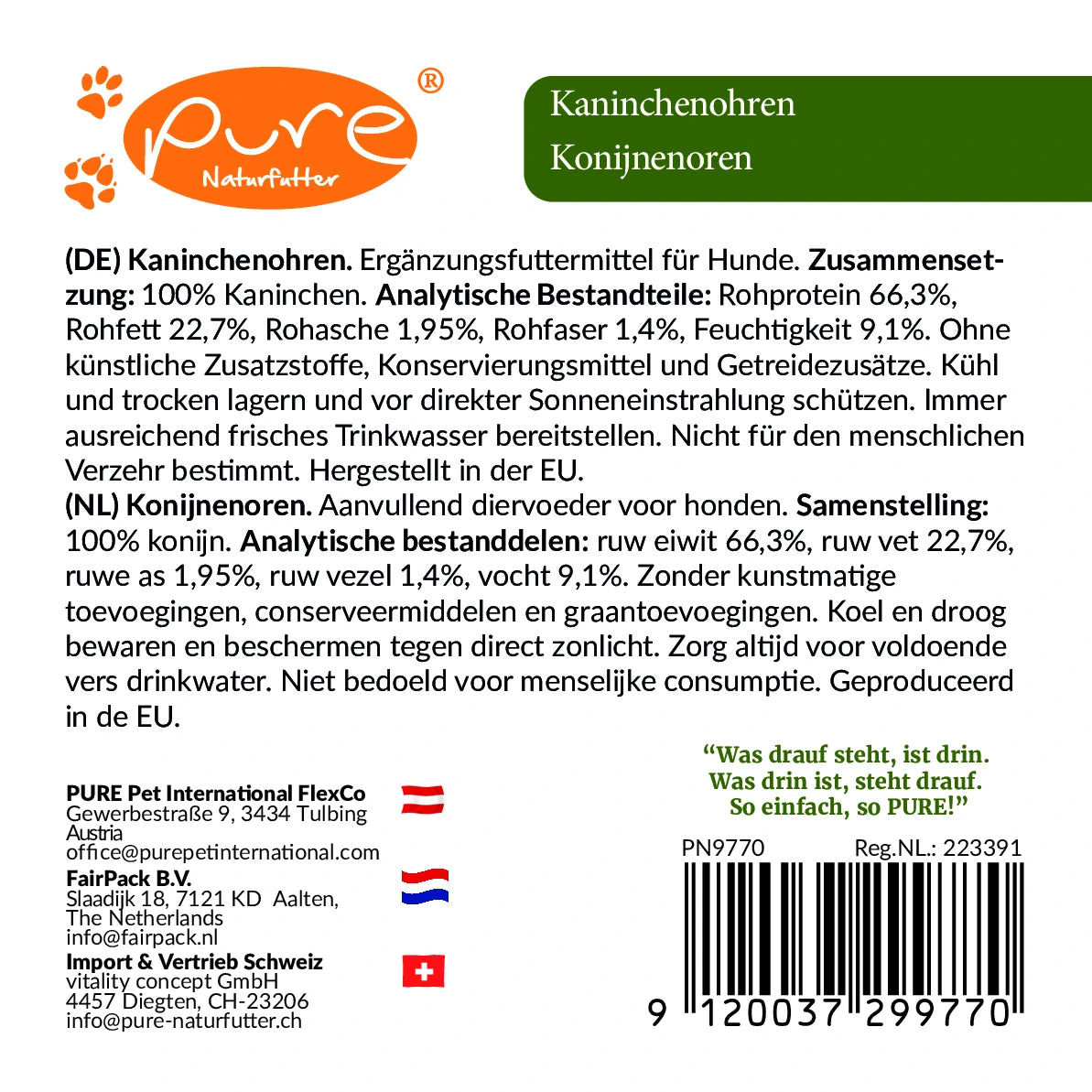 Kaninchenohren ohne Fell 200 g – luftgetrockneter Single-Protein Kausnack