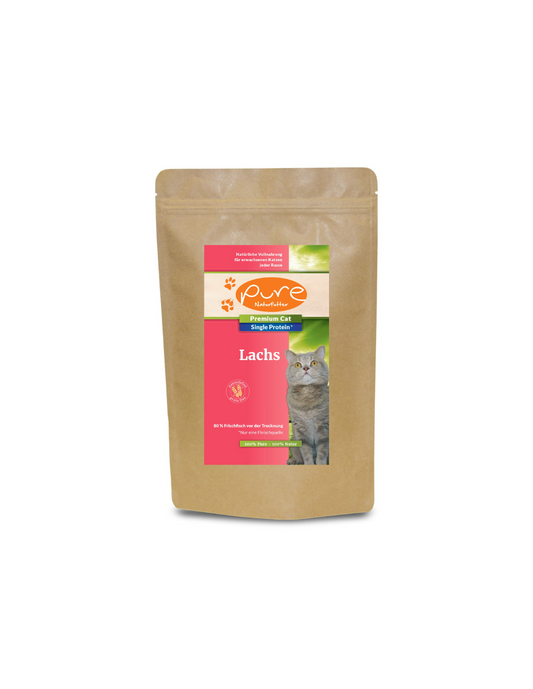 Produktbild PURE Premium Cat Single-Protein Lachs – Probierpackung getreidefreies Trockenfutter mit 80 % Fisch für ausgewachsene Katzen