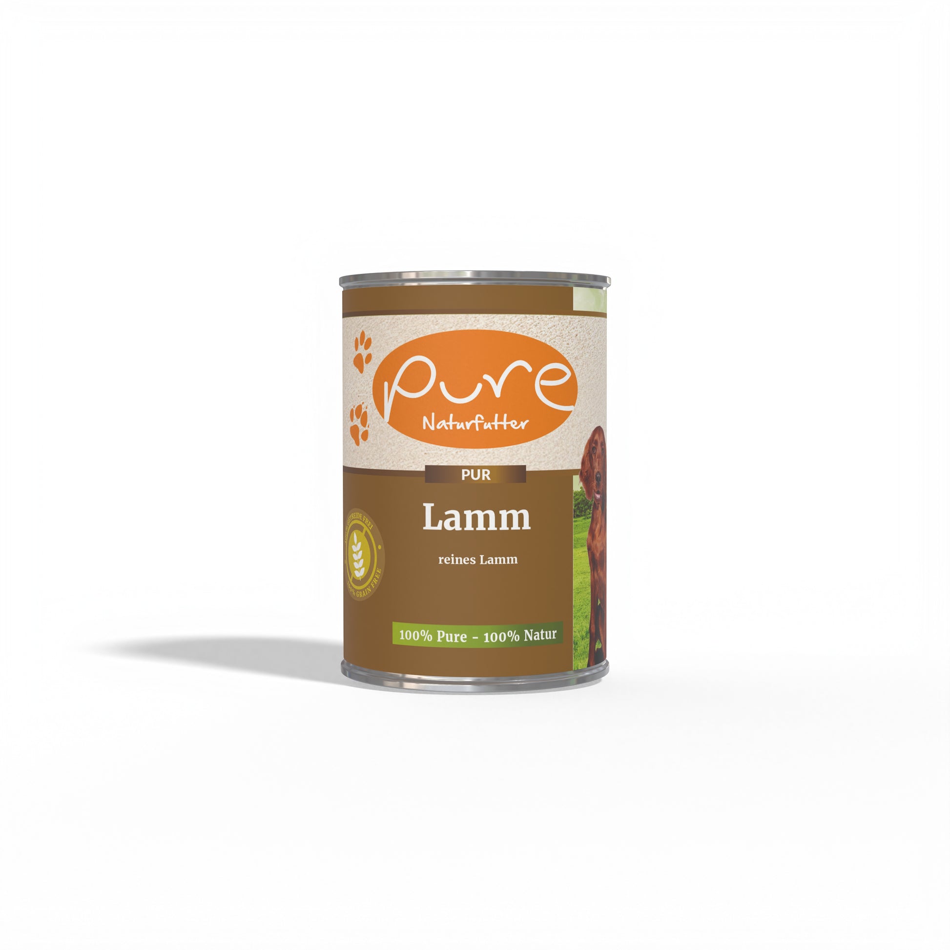 Produktbild PURE Hundemenü PUR-Fleischdose Lamm 400g – getreidefreies, BARF-geeignetes Nassfutter mit 72 % Lammfleisch und Innereien für Hunde