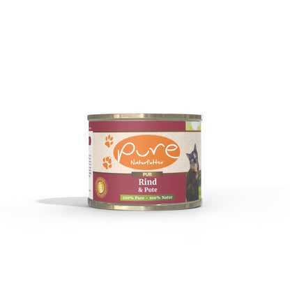 Produktbild PURE Katzenmenü Rind & Pute – getreidefreies Nassfutter mit 68 % Rind und Pute für erwachsene Katzen aller Rassen