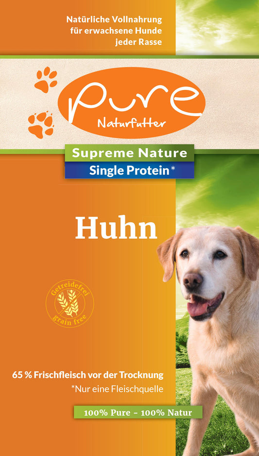 PURE Trockenfutter Hund Huhn 1,5kg – hochwertiges Hundefutter mit Huhn, ideal für eine gesunde und ausgewogene Ernährung von Hunden.