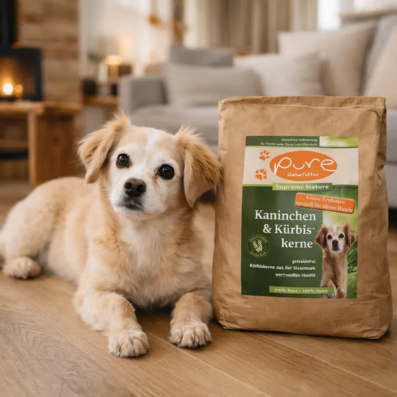 PURE Supreme Nature Dog Kaninchen & Kürbiskerne – Single-Protein Trockenfutter für kleine Hunde