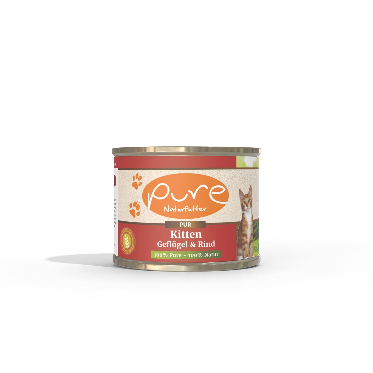 Katzenmenü PUR Kitten Geflügel und Rind 195g – spezielles Nassfutter für Kätzchen mit 100% Geflügel und Rind, ideal für eine gesunde Entwicklung und ausgewogene Ernährung.