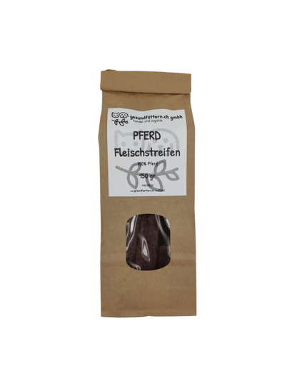 Pferdefleisch Streifen 150g – leckere, proteinreiche Snackstreifen für Hunde, ideal für gesunde Belohnungen und Kauspaß