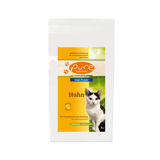 Premium Cat Single-Protein Huhn – getreidefreies Katzenfutter mit hochwertigem Huhn, ideal für eine gesunde Ernährung und glänzendes Fell von Katzen.