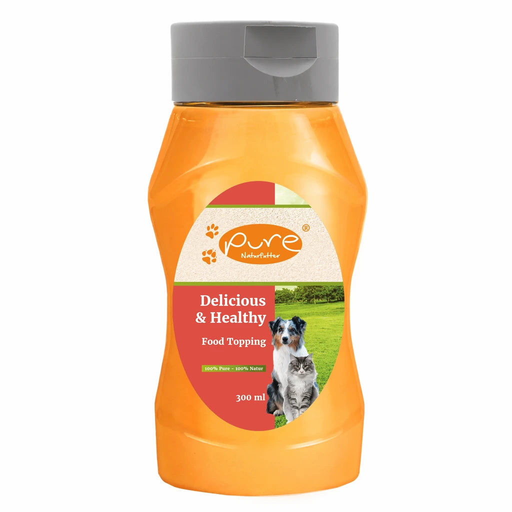 PURE Food Topping 300 ml mit Lachsöl und Schafsfett – Öl-Topping für Hund und Katze
