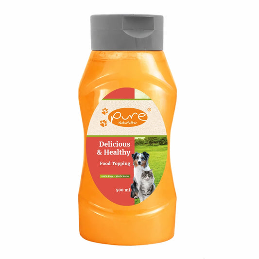 PURE Food Topping 500 ml mit Lachsöl und Schafsfett – Öl-Topping für Hund und Katze