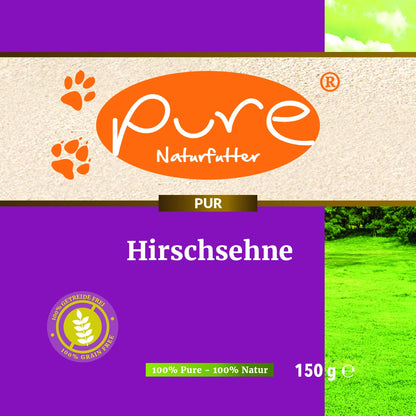 PURE Hirschsehne 150 g – Kauartikel für Hunde, Verpackung Vorderseite
