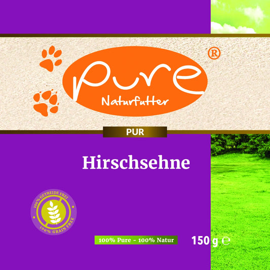 PURE Hirschsehne 150 g – Kauartikel für Hunde, Verpackung Vorderseite