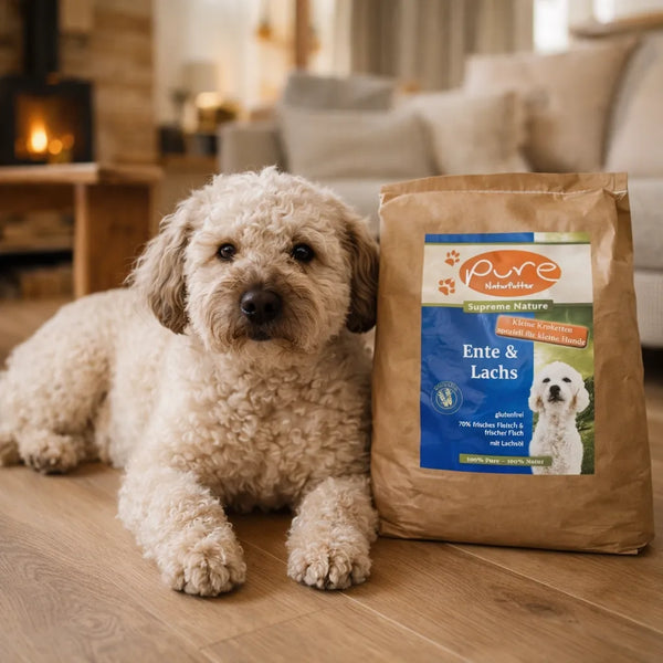 PURE Supreme Ente & Lachs – glutenfreies Trockenfutter kleine Hunde –  pure-naturfutter.ch