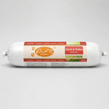PURE Hundewurst Fisch & Huhn 400 g für ausgewachsene Hunde