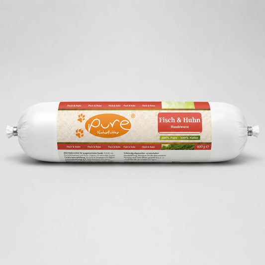 PURE Hundewurst Fisch & Huhn 400 g für ausgewachsene Hunde