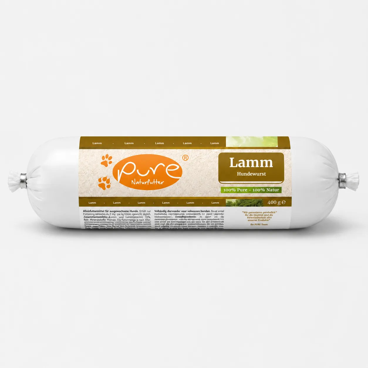 PURE Hundewurst Lamm 400 g für ausgewachsene Hunde