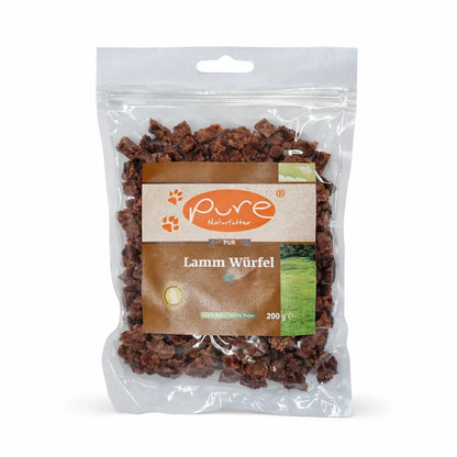 PURE Lamm Würfel Mini für Hunde in Verpackung, natürlicher Snack aus 100 Prozent Lamm