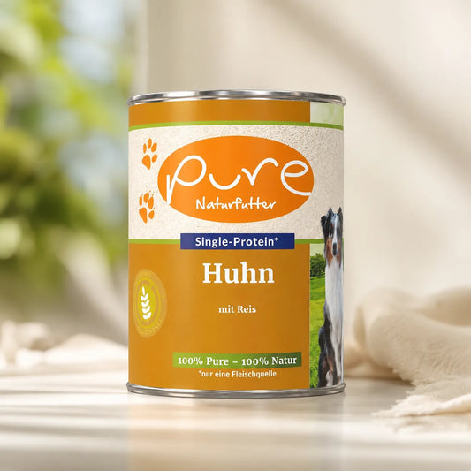 PURE Naturfutter Huhn mit Reis Single Protein Nassfutter für Hunde