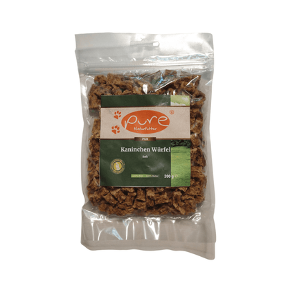 Kaninchen Würfel Soft von Pure Naturfutter – hochwertige Fleischsnacks für Hunde, 200 g Packung, weiche Textur, ohne künstliche Zusätze, perfekt für Training, Belohnung und sensible Mägen.