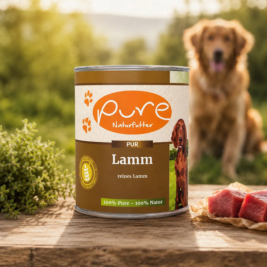 PURE Naturfutter Lamm Nassfutter für Hunde mit reinem Lamm