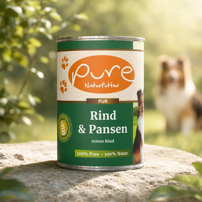 PURE Naturfutter PUR Rind und Pansen Nassfutter für Hunde