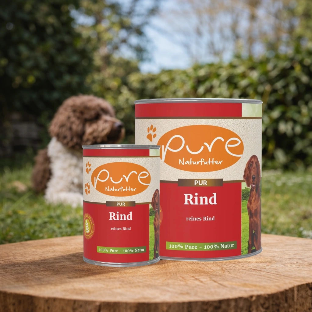 PURE Naturfutter Rind Nassfutter für Hunde, Single Protein Hundefutter mit reinem Rindfleisch