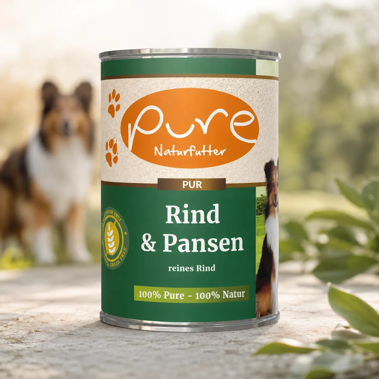 PURE Naturfutter Rind und Pansen Nassfutter für Hunde mit reinem Rind