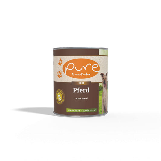 Pure Naturfutter Supreme Nature Dose Hundemenü Pferd PUR 800g – hochwertiges Nassfutter für Hunde mit reinem Pferdefleisch für eine gesunde und ausgewogene Ernährung.