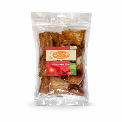 PURE Rinder Nacken Sehne für Hunde in Verpackung, natürlicher Kauartikel ohne Zusatzstoffe