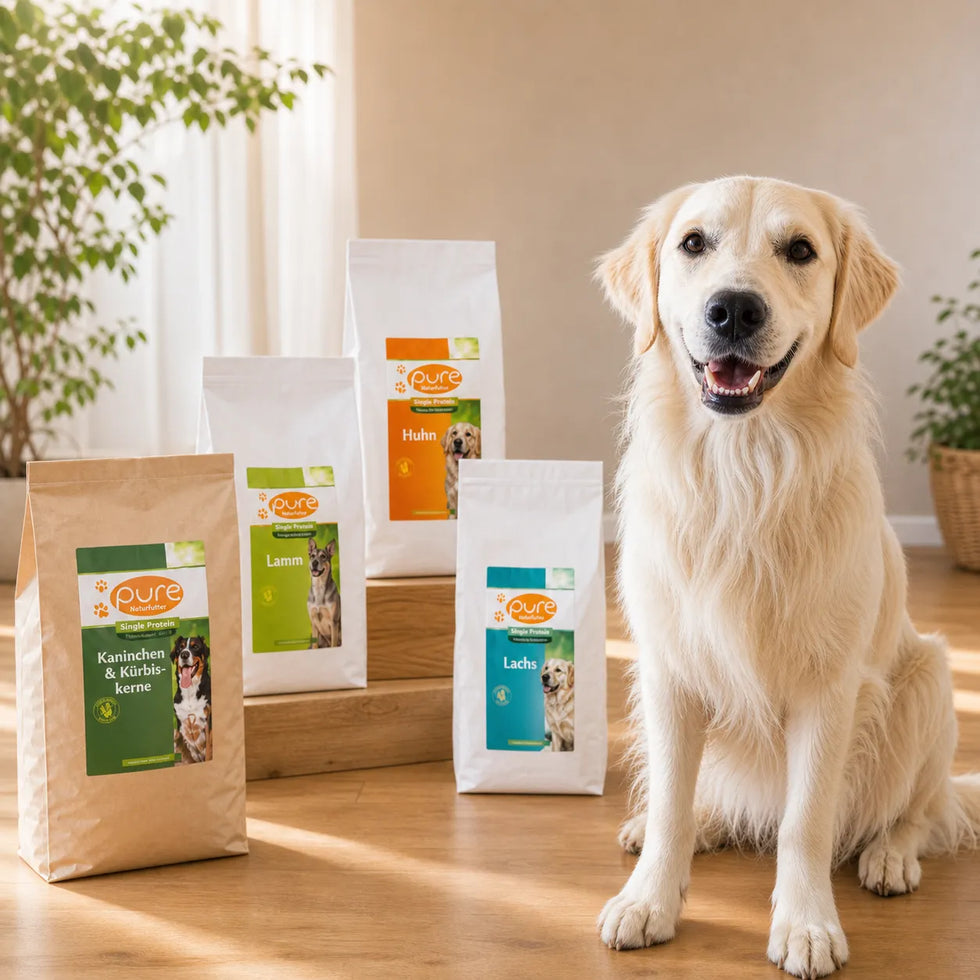 Hund mit PURE Naturfutter Single Protein Hundefutter