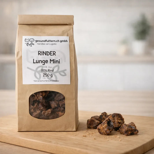 Rinder Lunge Mini für Hunde, natürlicher Hundesnack aus 90 Prozent Rind, kleine Trainingssnacks schonend getrocknet