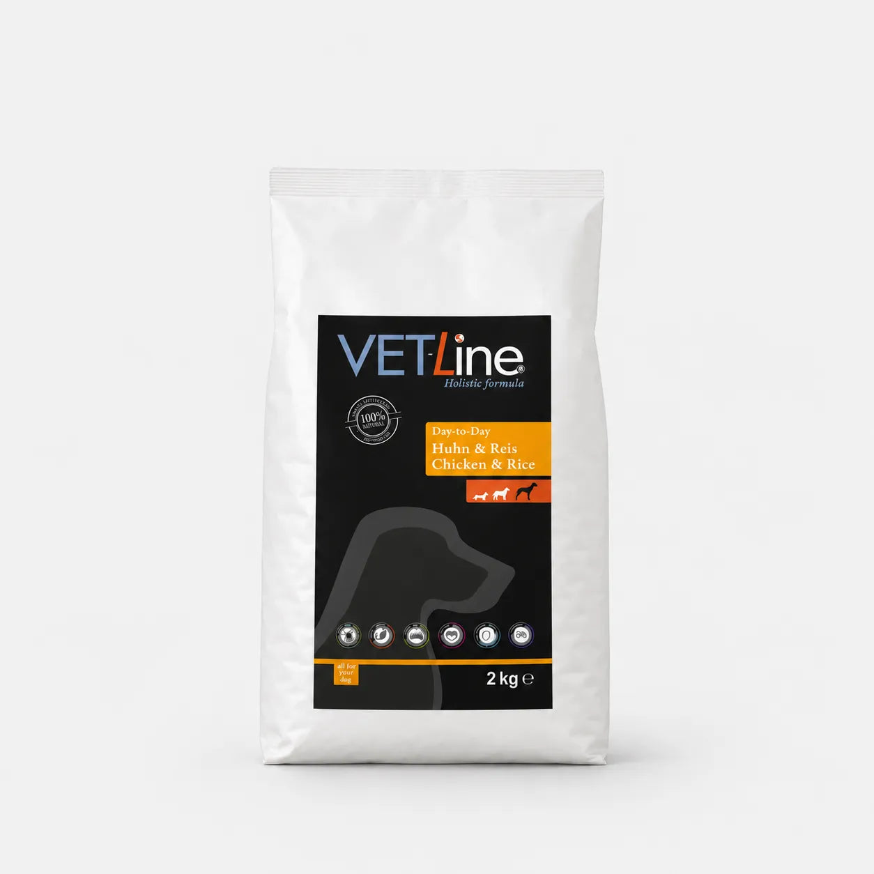 VET-Line Huhn & Reis Large Adult Hundefutter 2 kg im weissen Futtersack